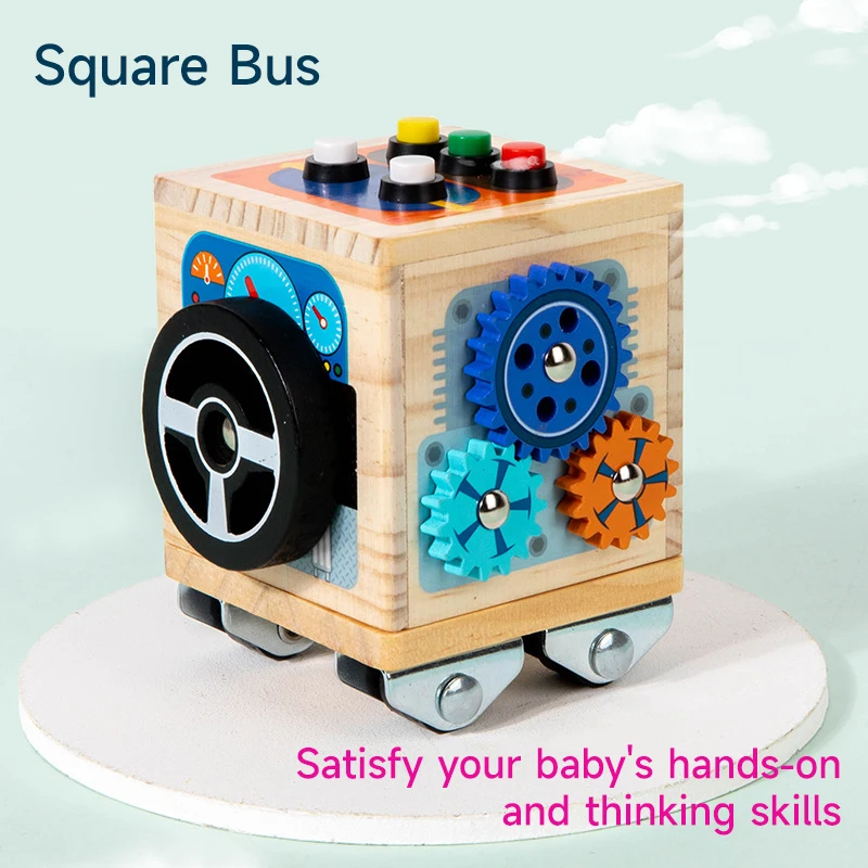 Party Games Bus - ของเล่นไม้เสริมพัฒนาการเด็กแบบมอนเตสซอรี่ ของเล่นรูปทรงหลายเหลี่ยม ของเล่นฝึกการเคลื่อนไหวมือสำหรับเด็ก ของเล่นรถบัส รถของเล่น ของเล่นจิ๊กซอว์สำหรับเด็ก