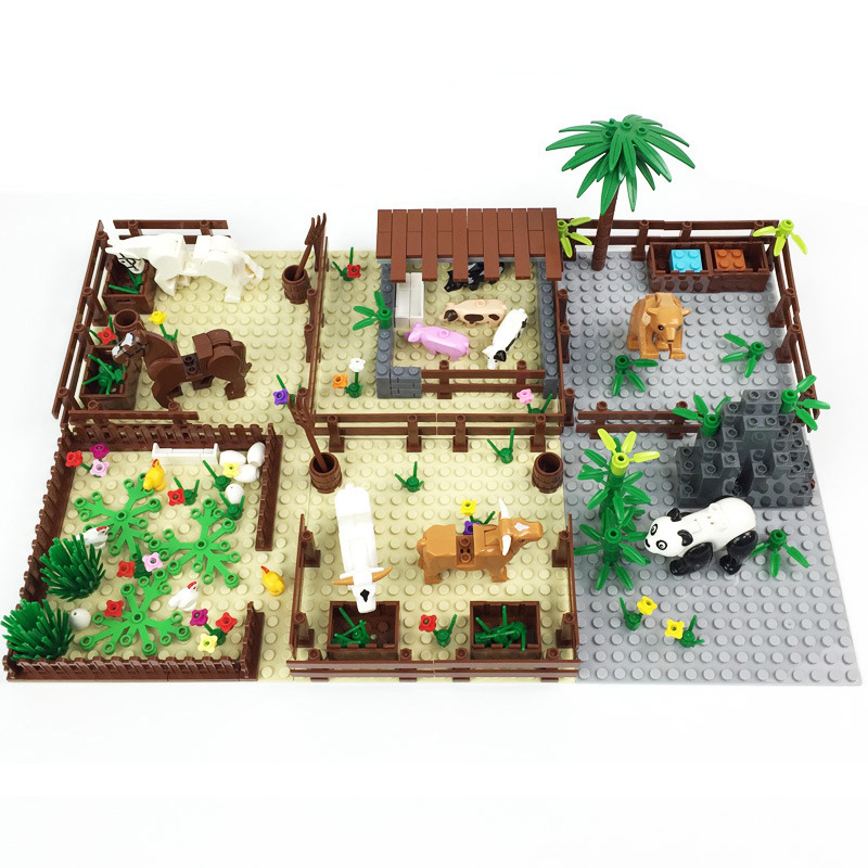Lego Set Creator - ชุดของเล่นตัวต่อเมือง MOC ฉากฟาร์ม คอกวัว คอกม้า คอกหมู