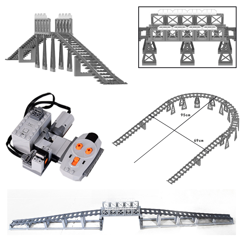Lego Set Creator - MOC รถไฟอุโมงค์ทางเข้าชุดรถไฟเมืองคอนเทนเนอร์ชุดถังน้ํามัน Mountain รถไฟติดตามไฟจราจร Leduo บล็อก