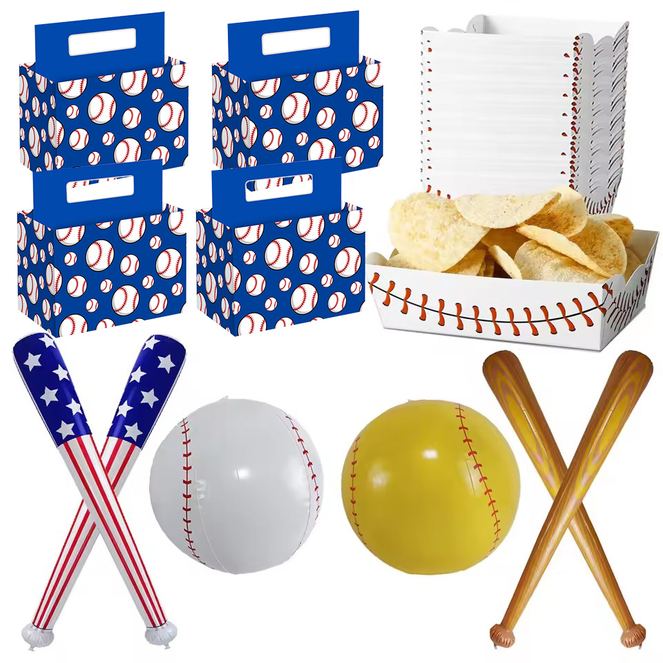 Party Games No Supplies - อุปกรณ์ปาร์ตี้เบสบอลผ้าปูโต๊ะพลาสติกแบบใช้แล้วทิ้งบอลลูนเบสบอลตกแต่งวันเกิดเกมเบสบอลปาร์ตี้ธีมกีฬา