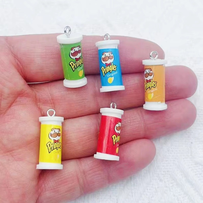 Party Games Ideas - 10 ชิ้น จี้เรซินรูปถังมันฝรั่งทอด 3D จำลอง อุปกรณ์ตกแต่งเครื่องประดับ