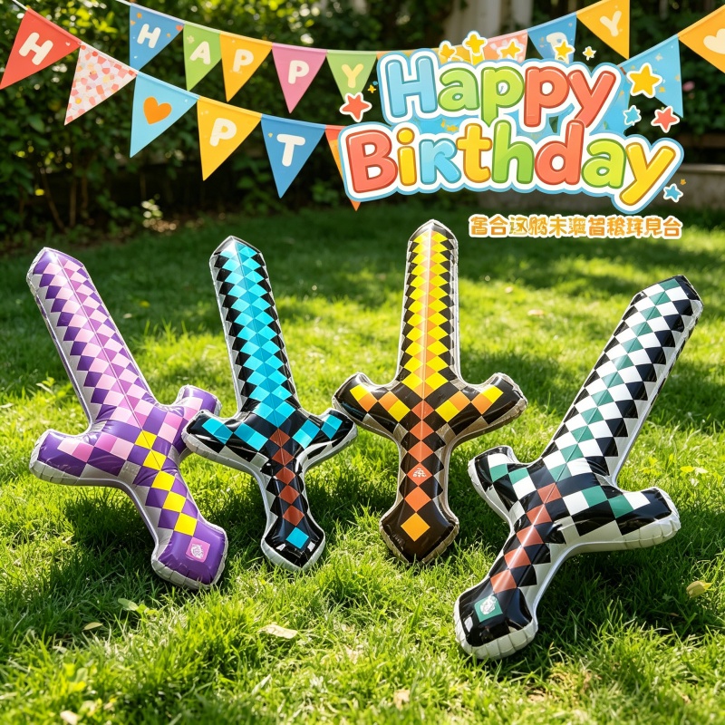 Party Games No Supplies - เครื่องประดับดาบทองประดับอัญมณีสไตล์พิกเซล ของตกแต่งบ้านสร้างสรรค์ อุปกรณ์ประกอบฉากเกม ของใช้ในเทศกาลวันหยุด ชุดอุปกรณ์ใช้งานได้จริง